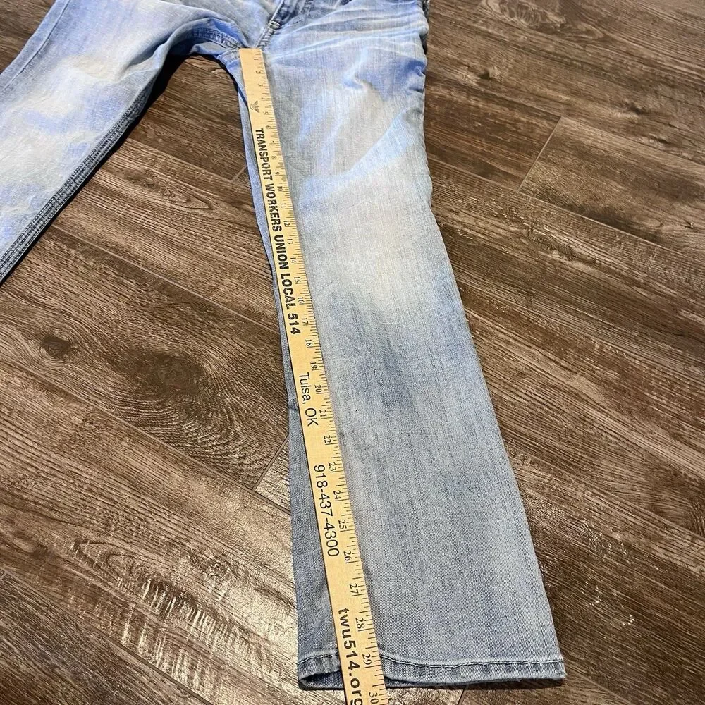 BKE Buckle Aiden Jeans Men's 28x29 Blue Denim Light Wash Embroidered Stretch - Picture 10 of 11